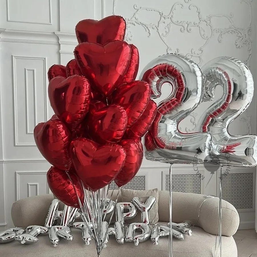 Red hearts and number